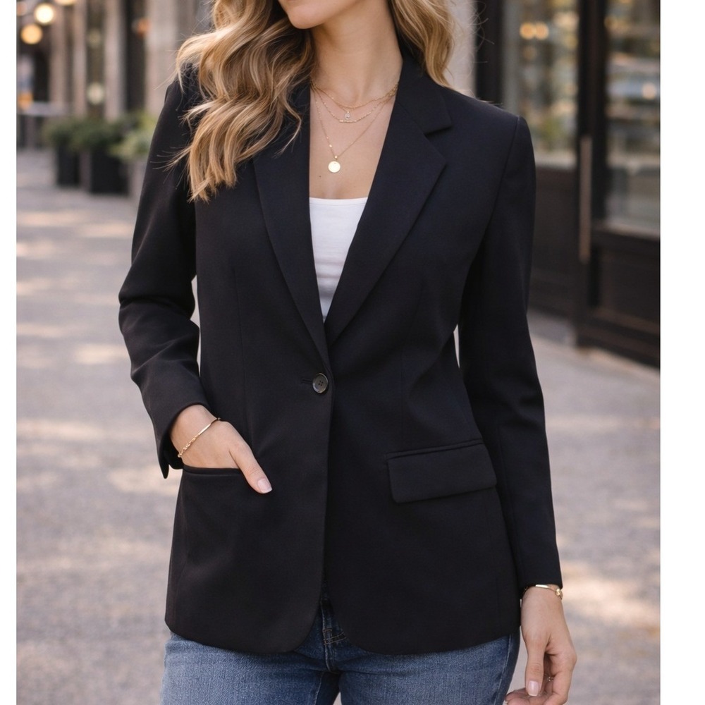 VTG Y2K Liz Claiborne Classic Black Tailored Blazer Flap Pockets Women's Size 6